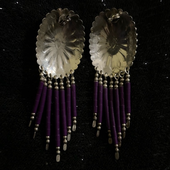 Vintage Hopi Purple Sugilite Concho earrings - Picture 7 of 9